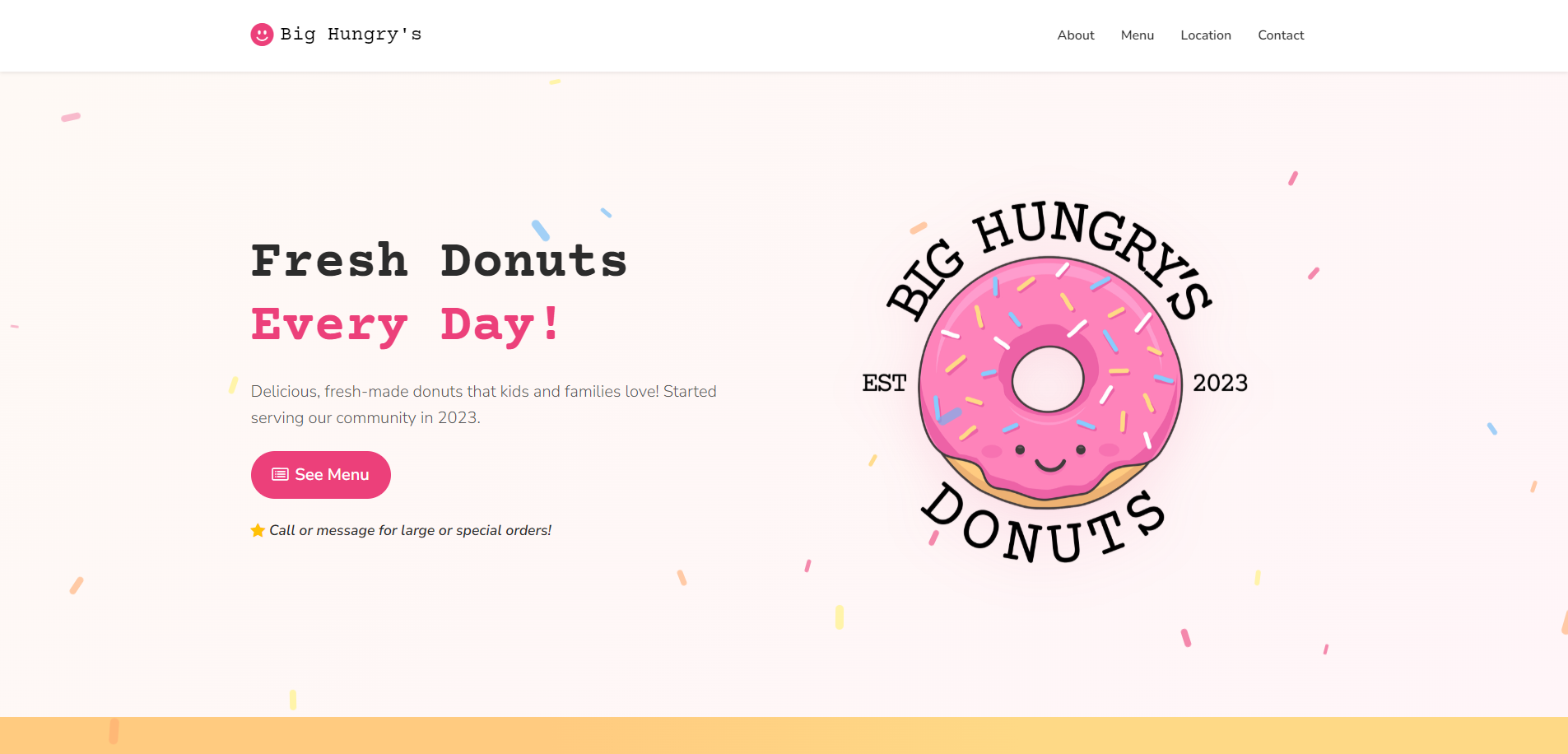 Big Hungry's Bakery website preview