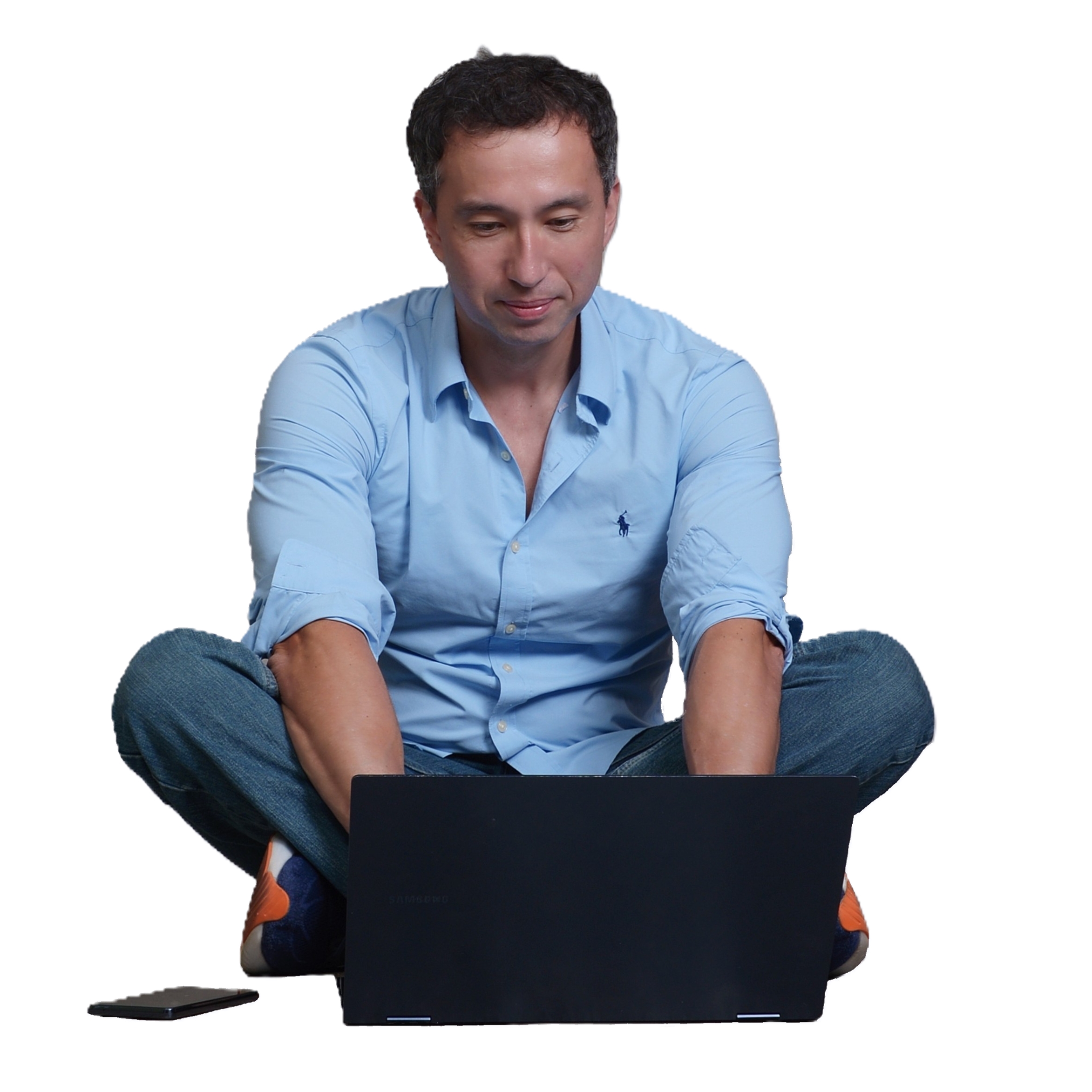 Owner of Texas Hill Country Web Solutions working on a laptop